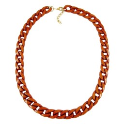 necklace curb chain red/brown shiny