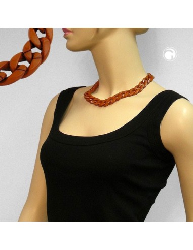 necklace curb chain brown glossy