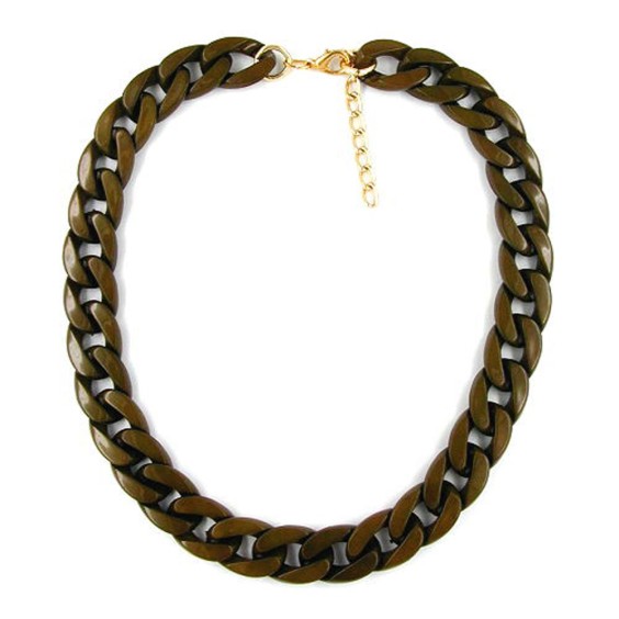 necklace curb chain dark olive green