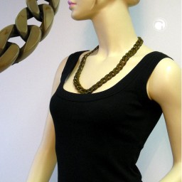 necklace curb chain olive green glossy