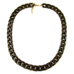 necklace curb chain olive green glossy