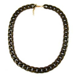 necklace curb chain olive green glossy