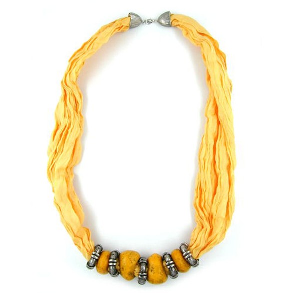 necklace silk scarf yellow 80cm