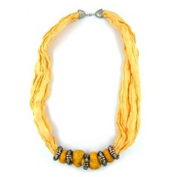 necklace silk scarf yellow 80cm