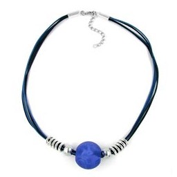 necklace beads blue-matte & chrome 50cm