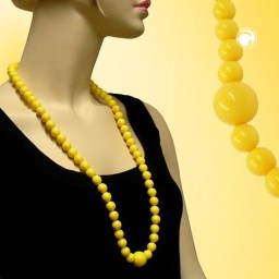 necklace beads 12mm yellow shiny 80cm