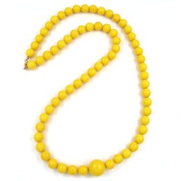 necklace beads 12mm yellow shiny 80cm