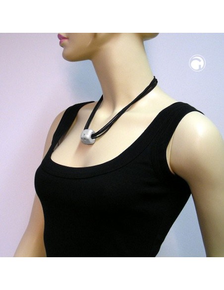 necklace square beads silver 50cm