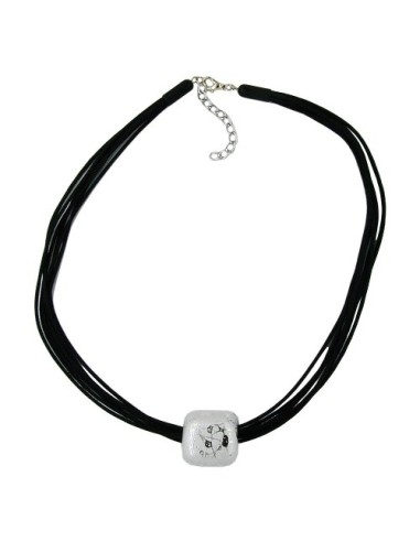 necklace square beads silver 50cm