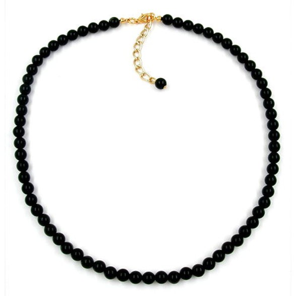 necklace beads 6mm shiny black