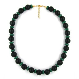 necklace beads. black and green wooden beads