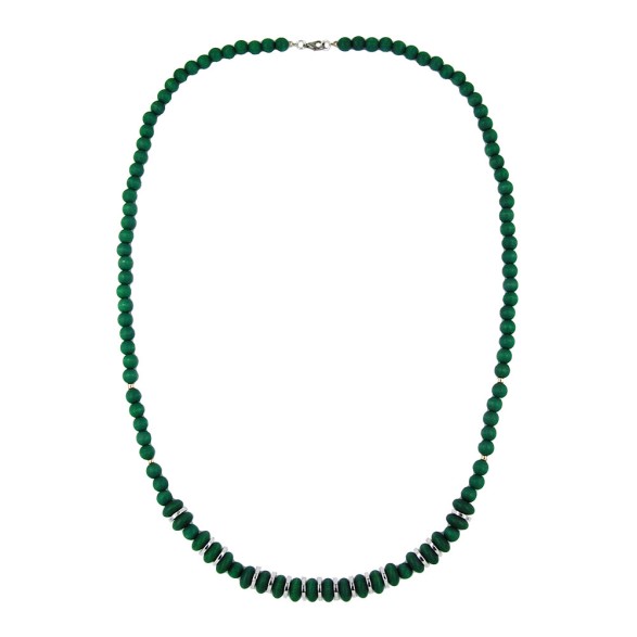 necklace wooden beads green matte 80cm