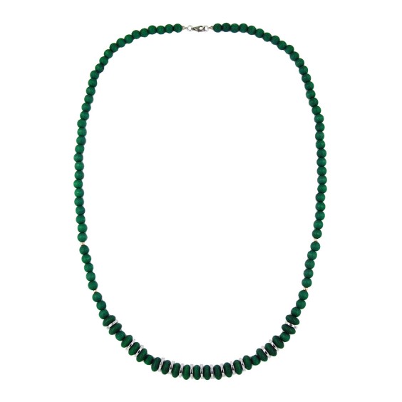 necklace wooden beads green matte 80cm