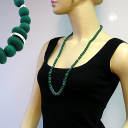 necklace wooden beads green matte 80cm