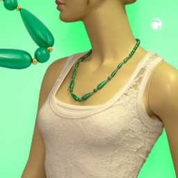 necklace silky shimmering beads green