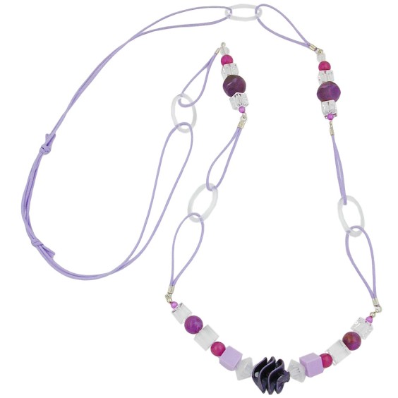 necklace spiral pearl purple 100cm