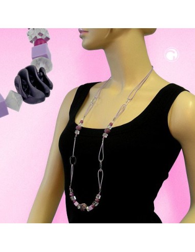 necklace spiral pearl purple 100cm