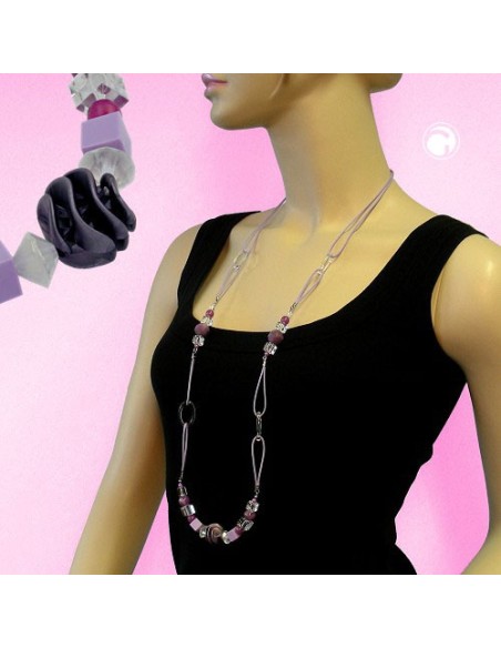 necklace spiral pearl purple 100cm