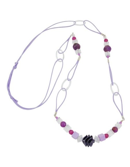 necklace spiral pearl purple 100cm