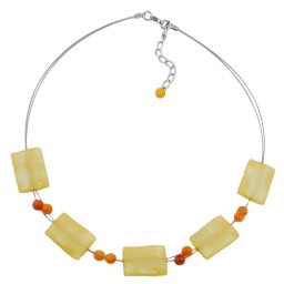 necklace rectangle beads yellow silky 45cm