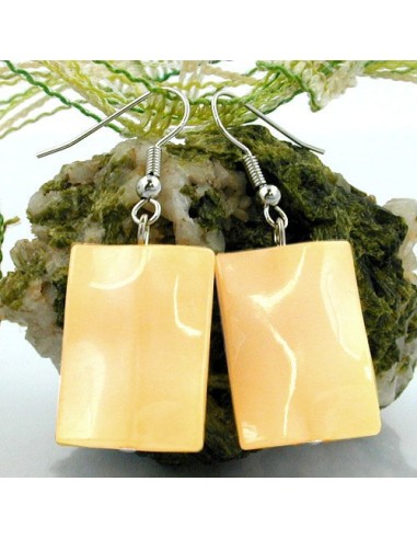 hook earrings pillow bead yellow silky glossy