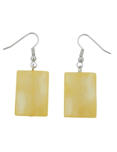 hook earrings pillow bead yellow silky glossy