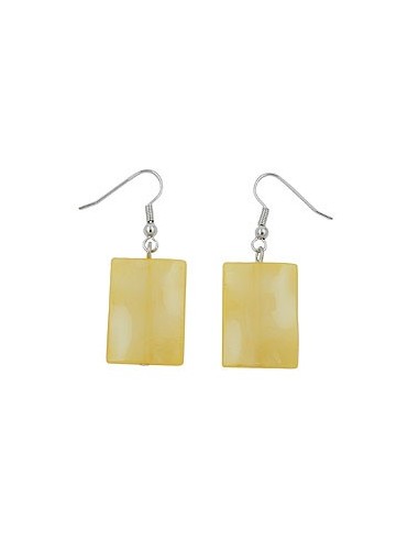 hook earrings pillow bead yellow silky glossy