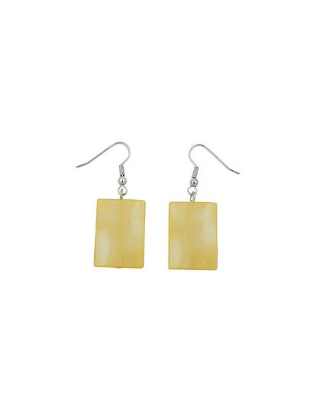 hook earrings pillow bead yellow silky glossy