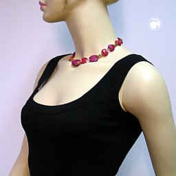 necklace pink-red matte-shiny 42cm