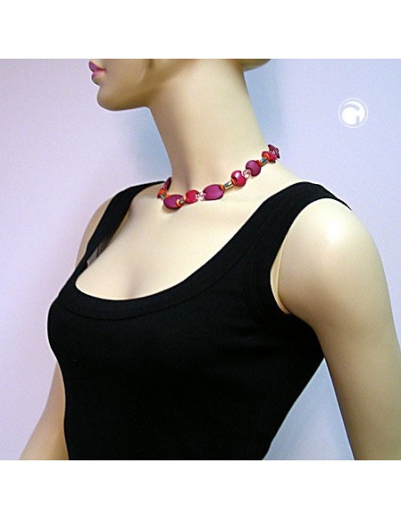 necklace pink-red matte-shiny 42cm