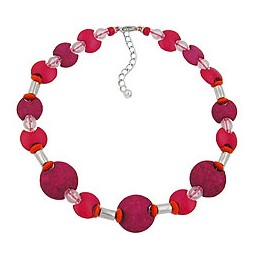 necklace pink-red matte-shiny 42cm