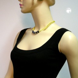 necklace yellow black silver-tone