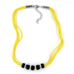 necklace yellow black silver-tone