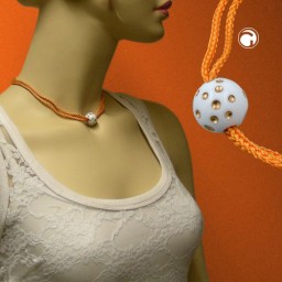 necklace white bead thick orange cord