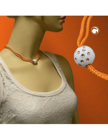 necklace white bead thick orange cord