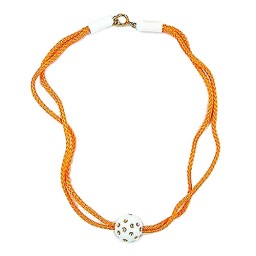 necklace white bead thick orange cord