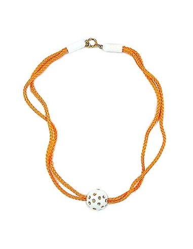 necklace white bead thick orange cord
