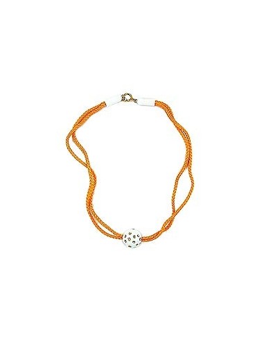 necklace white bead thick orange cord