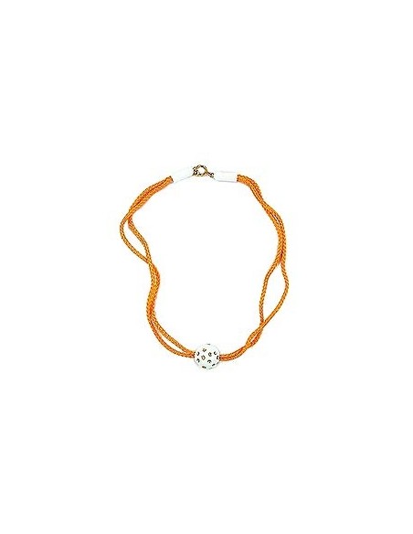 necklace white bead thick orange cord