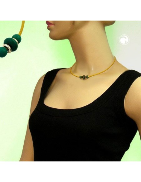 necklace wooden beads leather cord