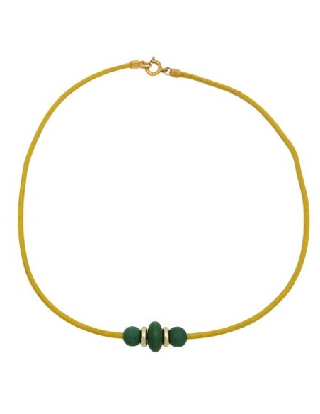 necklace wooden beads leather cord