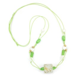 necklace beads mint-white 100cm