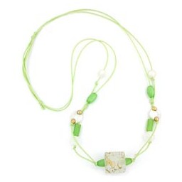 necklace beads mint-white 100cm