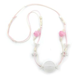necklace flower-beads white 90cm