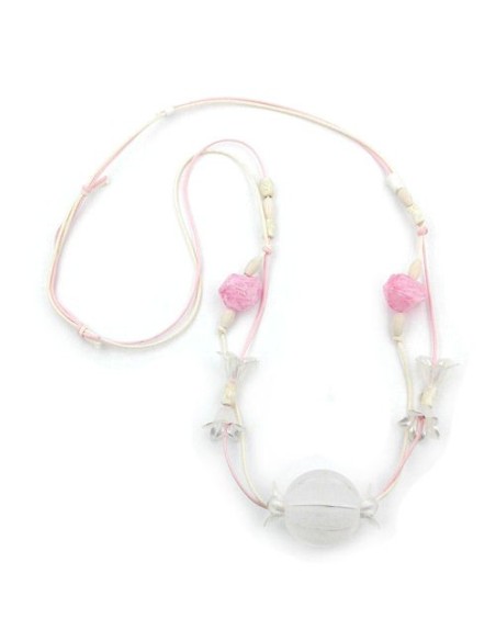 necklace flower-beads white 90cm
