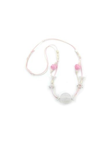 necklace flower-beads white 90cm