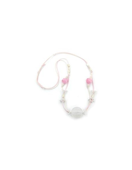 necklace flower-beads white 90cm