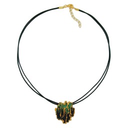 necklace tree bark design dark green/ gilded