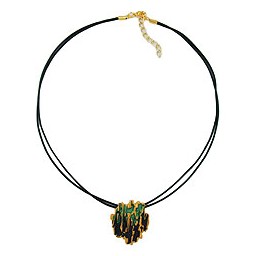 necklace tree bark design dark green/ gilded