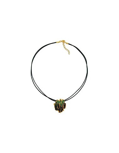 necklace tree bark design dark green/ gilded